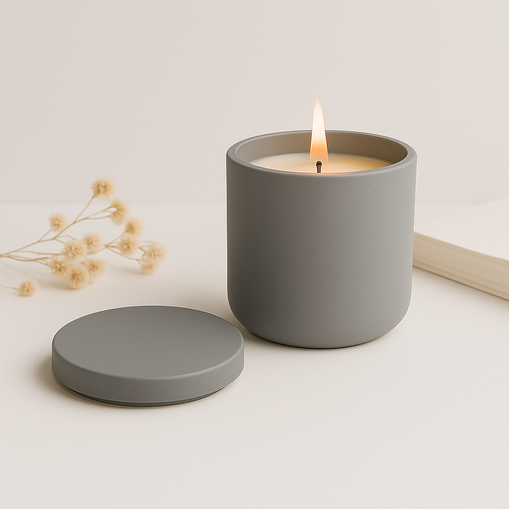 Handmade Soy Wax Candle in Refillable Ceramic Jar – Available in Custom Colours