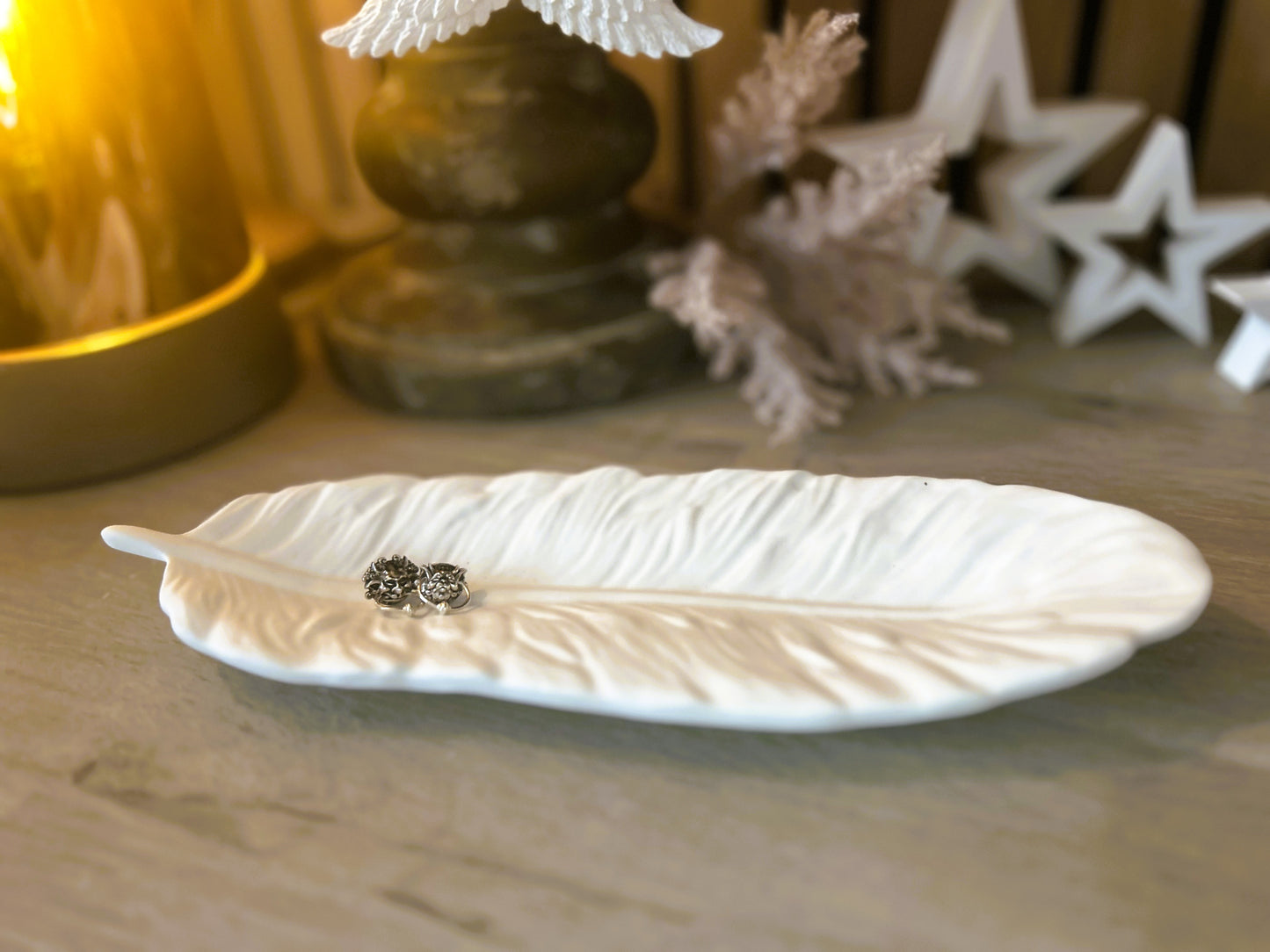 White Feather Trinket Tray