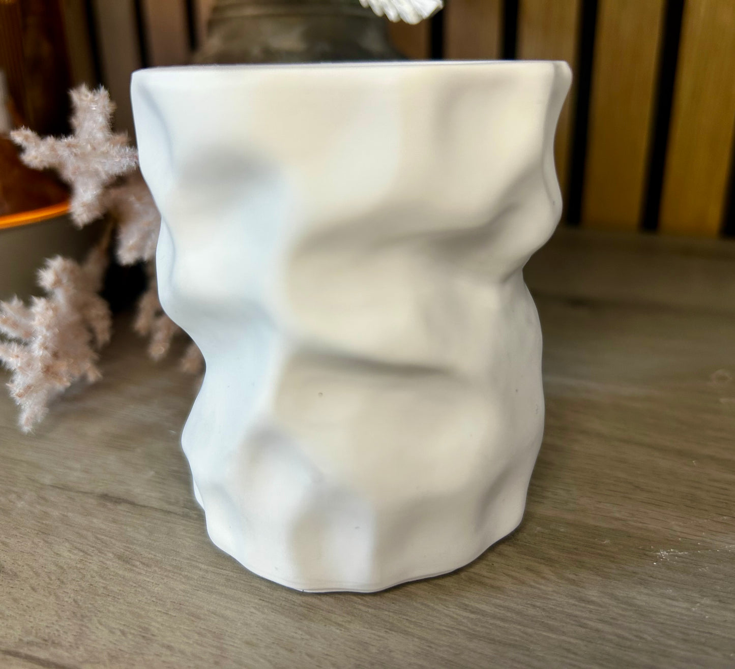 Sculpted Ceramic Stone Candle Jar