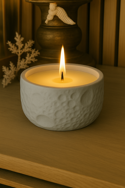 Lunar Glow - Large Textured Ceramic Stone Jar Candle