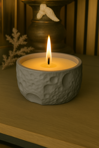 Lunar Glow - Large Textured Ceramic Stone Jar Candle
