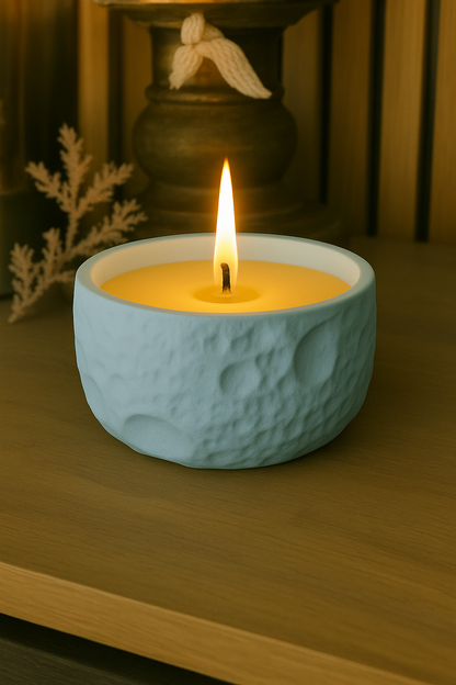 Lunar Glow - Large Textured Ceramic Stone Jar Candle