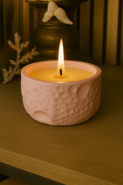 Lunar Glow - Large Textured Ceramic Stone Jar Candle