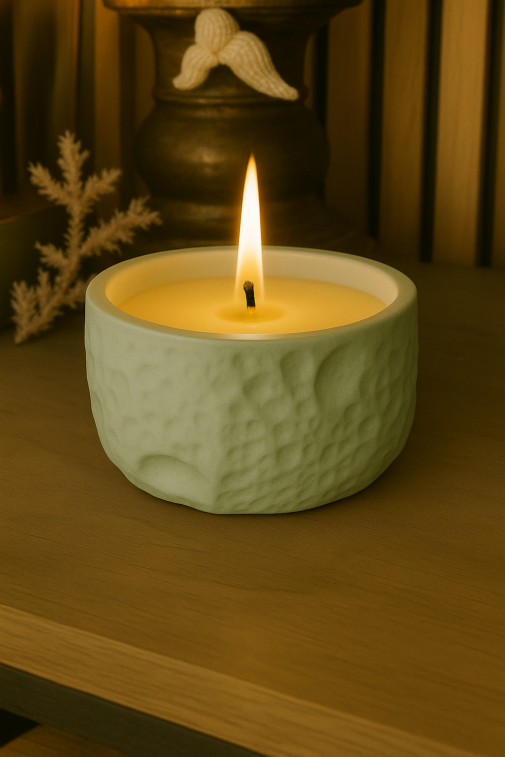 Lunar Glow - Large Textured Ceramic Stone Jar Candle
