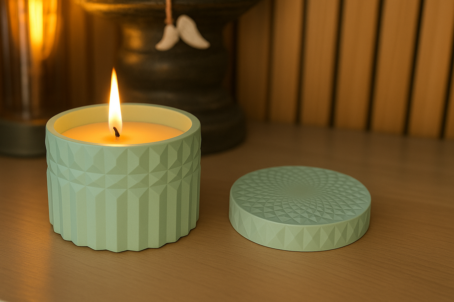 Diamond-Cut inspired Ceramic Candle Jar