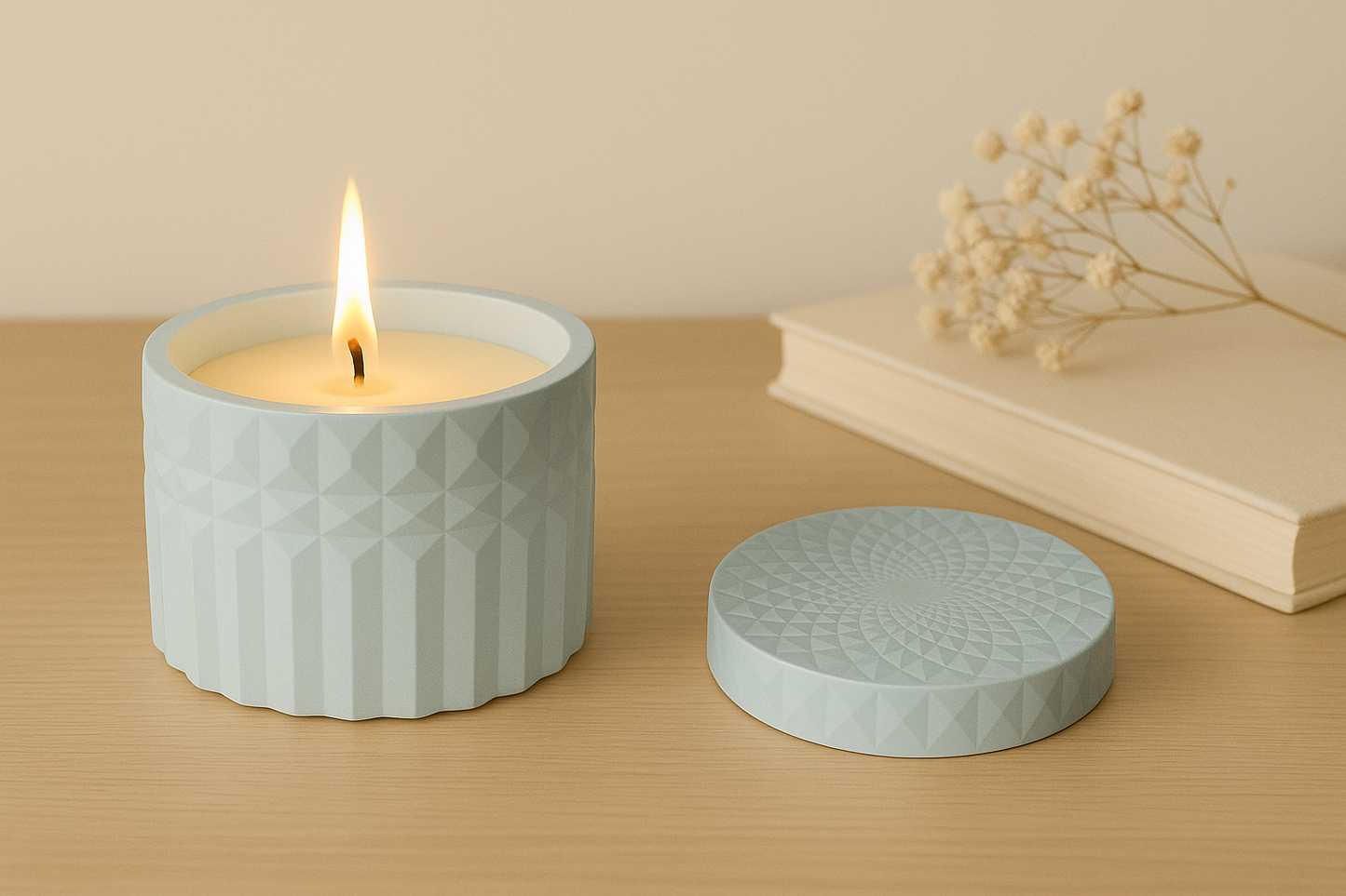 Diamond-Cut inspired Ceramic Candle Jar