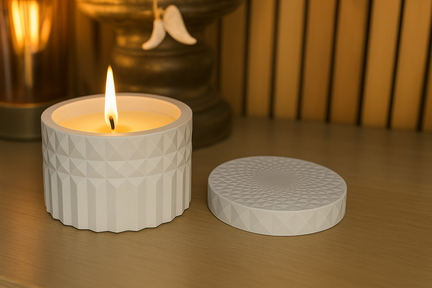 Diamond-Cut inspired Ceramic Candle Jar