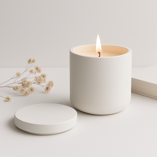 Handmade Soy Wax Candle in Refillable Ceramic Jar – Available in Custom Colours