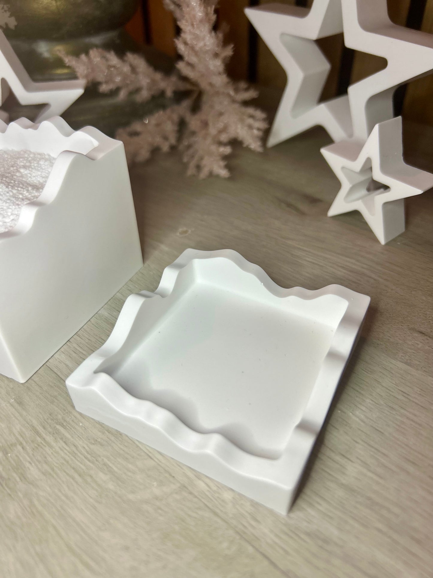 Handmade Scuplted Square Candle with Lid