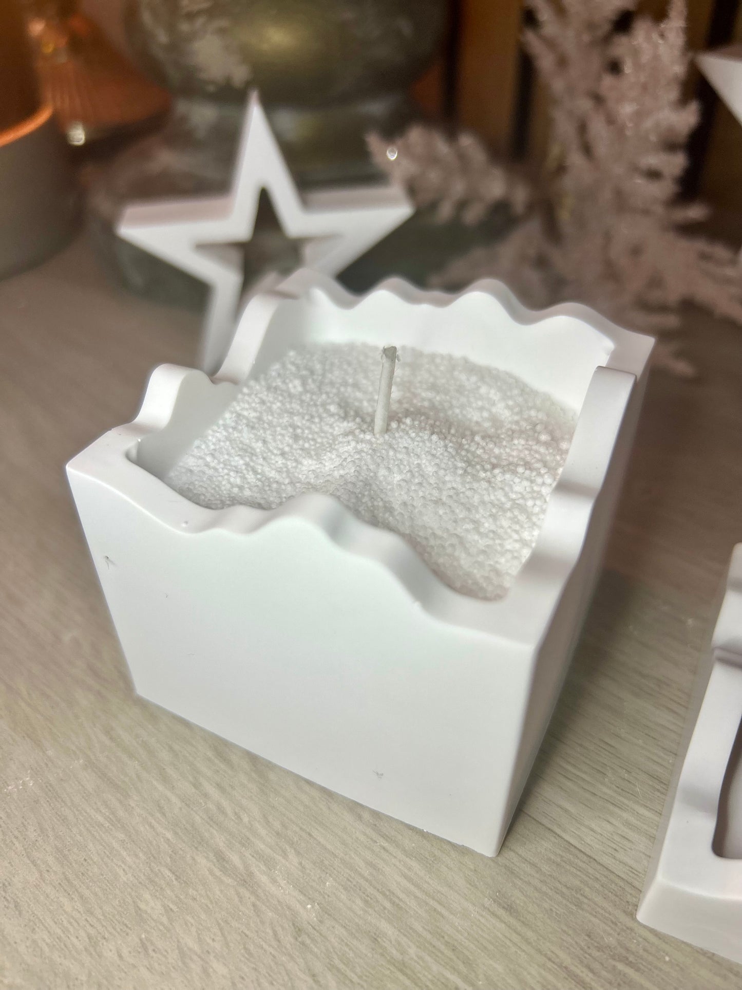 Handmade Scuplted Square Candle with Lid