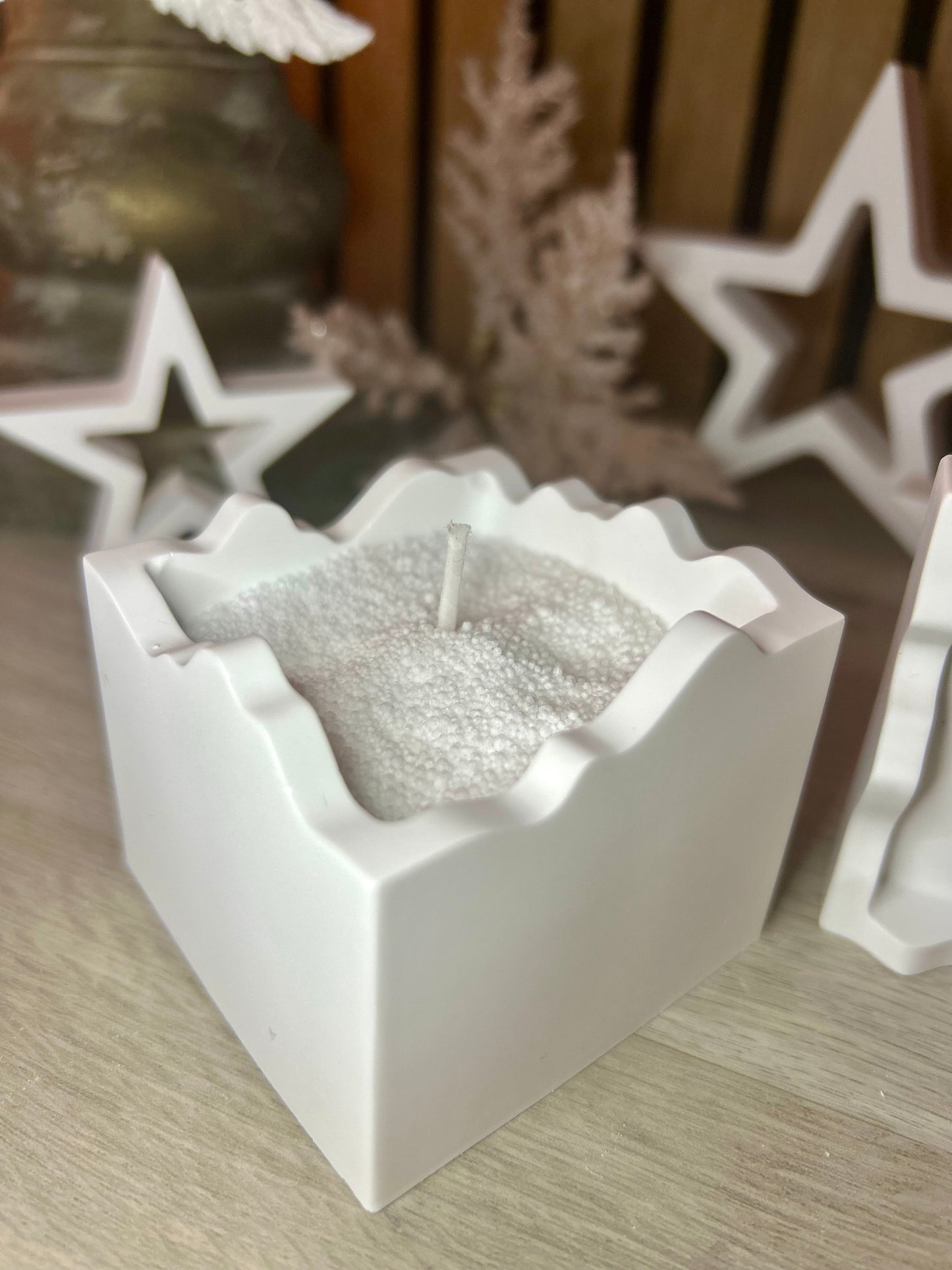 Handmade Scuplted Square Candle with Lid