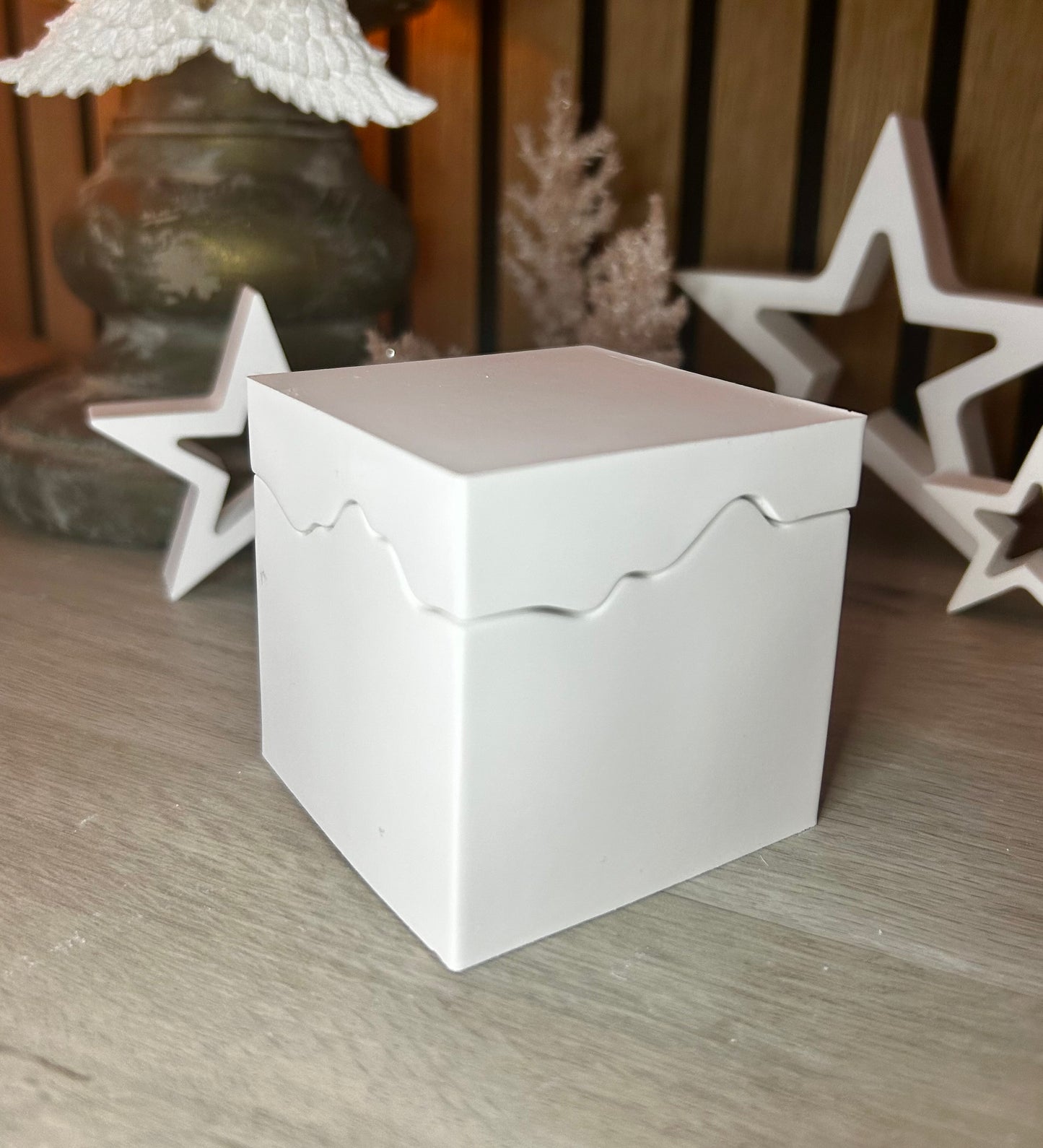 Handmade Scuplted Square Candle with Lid