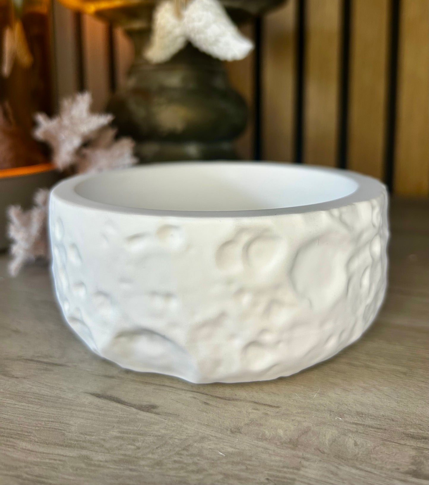 Lunar Glow - Large Textured Ceramic Stone Jar Candle
